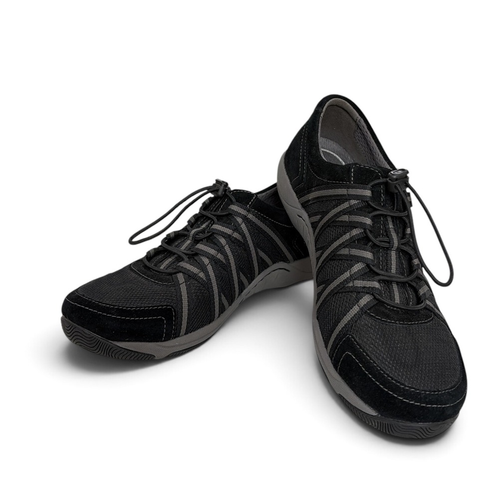 Dansko Honor Black Suede Mesh Bungee Walking Sneakers Shoes Womens 37